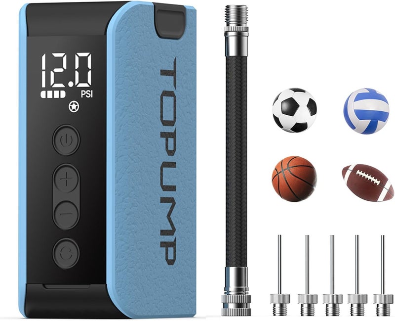 TOPUMP Electric Ball Pump with Inflation & Deflation, Portable Rechargeable Ball Pump with Pressure Gauge (Max 20PSI), Suitable for Basketball, Soccer, Volleyball and Rugby - Image 1